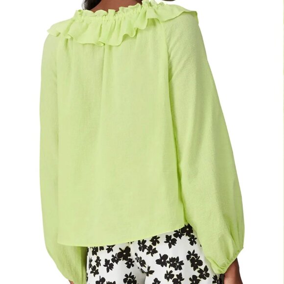 Small - Love Whit by Whitney Port - Citron Ruffle Blouse Rent the Runway $156 - Picture 7 of 12